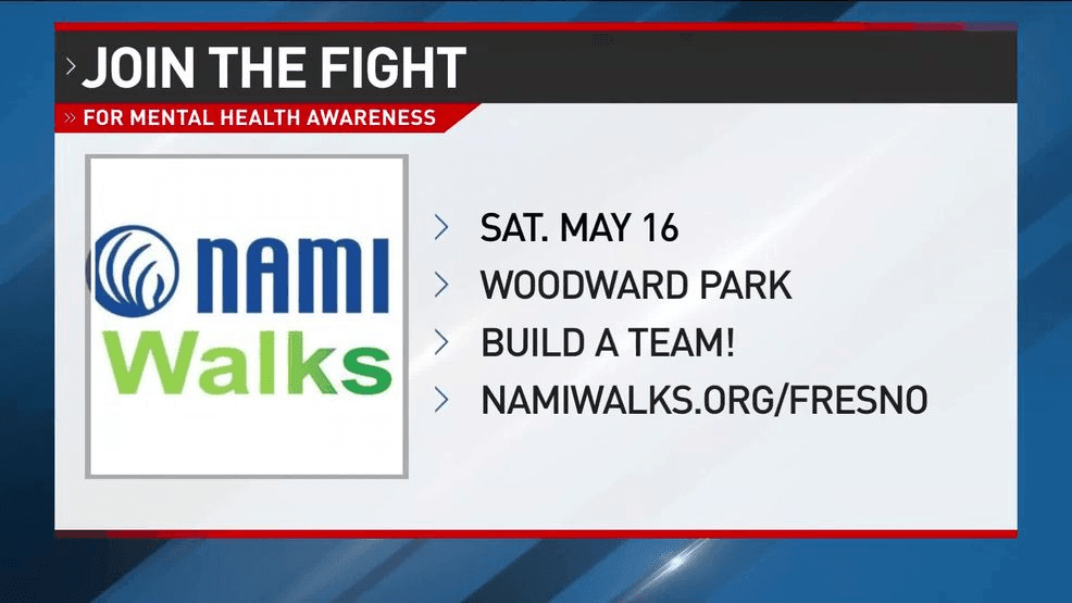 You can help with the efforts of NAMI by taking part in the year's NAMI Walks, May 16th at Woodward Park in Fresno. Click here to register.