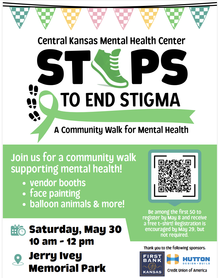 Steps to End Stigma flyer provided by Central Kansas Mental Health Center