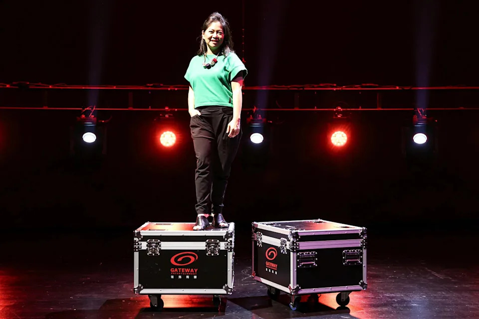 Priscilla, the executive director of Gateway Arts, at the Gateway Theatre on April 1.