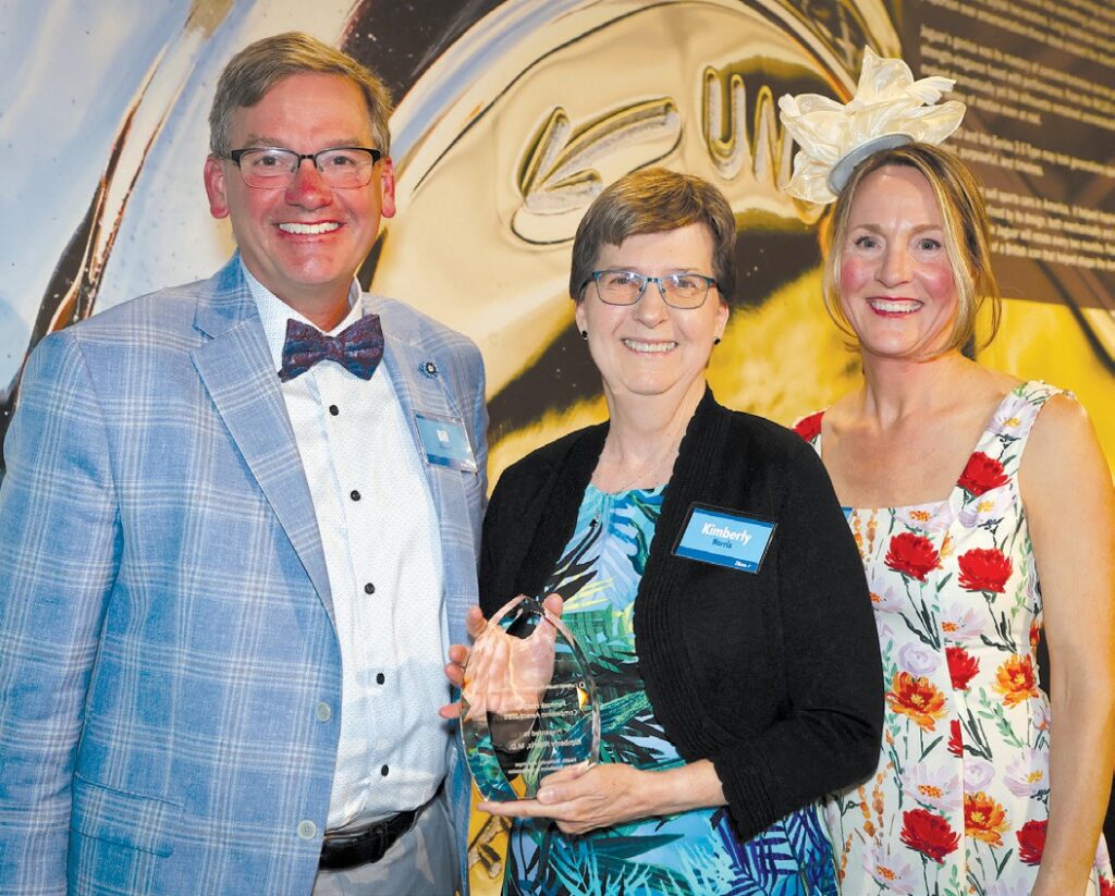 Dr. Kimberly Norris, center, was honored with the 2026 Compassion Award at the Julep Gala on May 2. She is pictured with Bill Hoefer, president and regional market leader, Corewell Health Pennock and Zeeland Hospitals, and Janine Dalman, foundation director, Corewell Health Pennock Hospital. Courtesy photosPhilanthropic