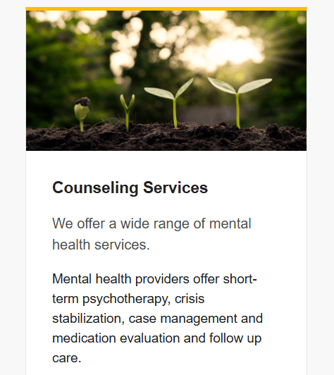 a screenshot from UWM SHAW website with mental health resources