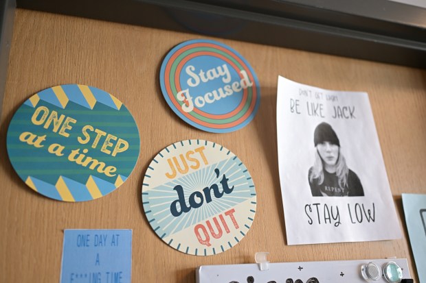 Signs at 5280 High School in Denver on Wednesday, May 21, 2025. 5280 High School is billed as the nation's largest recovery high school, enrolling kids who experience substance abuse and addiction. (Photo by Hyoung Chang/The Denver Post)