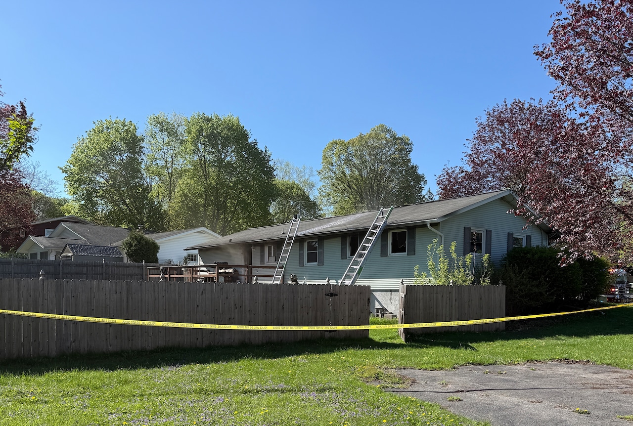 Firefighters work to extinguish a blaze at 101 Terrace Way in the Town of Camillus.  Firefighters were called in by Camillus Police responding to the scene for a status check around 9:05 a.m. on the morning of Friday, May 1, 2026 where they found the home on fire.