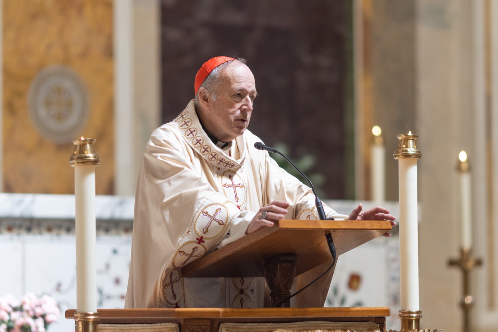 Washington Cardinal Robert W. McElroy gives the homily at a Mass on May 9 at the Cathedral of St. Matthew the Apostle for people living with mental health challenges. The Mass honoring St. Dymphna – the patron saint of those suffering from mental illnesses –was sponsored by the Roman Catholic Archdiocese of Washington’s Office of Deaf and Disabilities Ministry. (Catholic Standard photo by Rachel Lincoln)