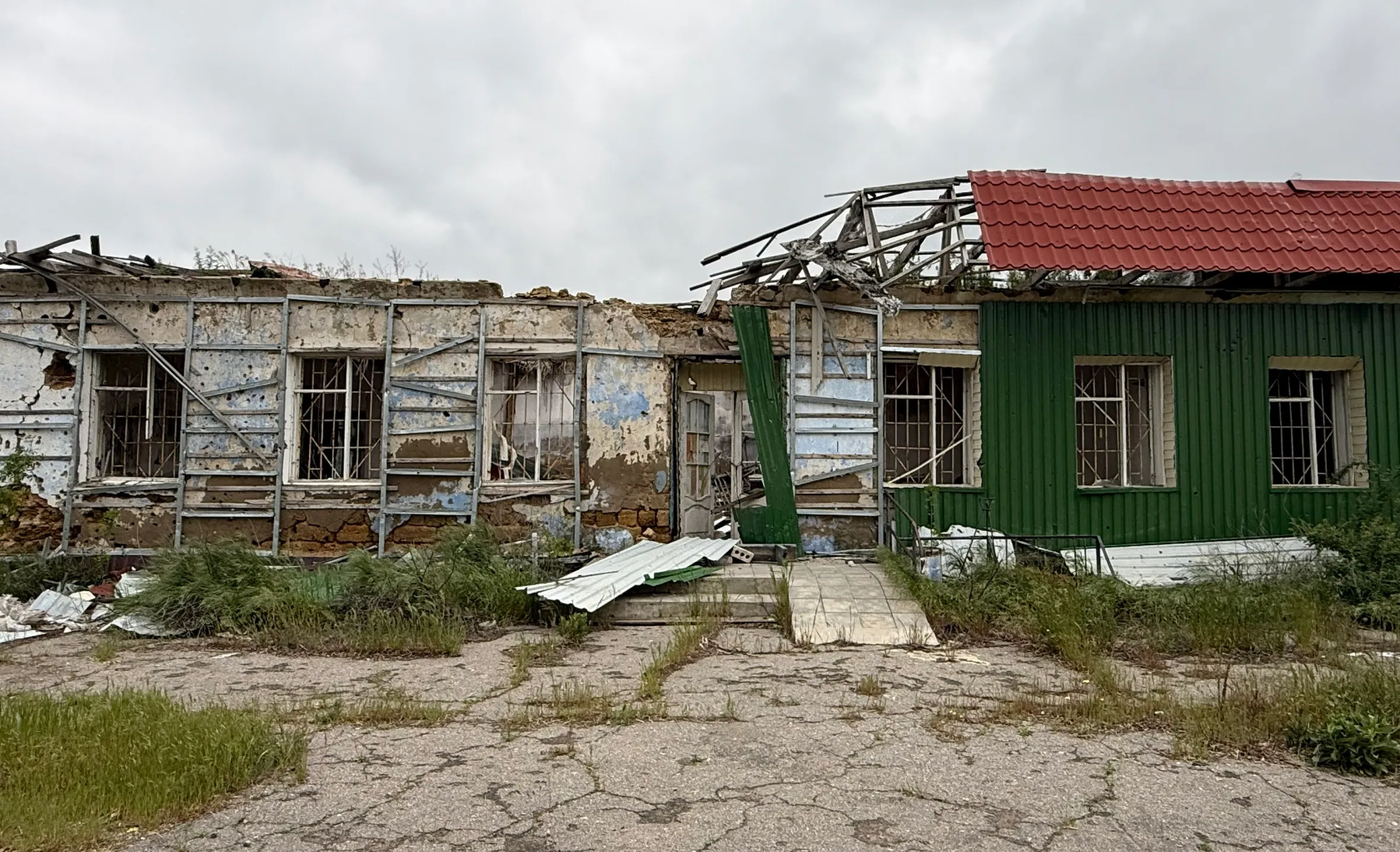 Ruins of a village shop in Ukraine.
