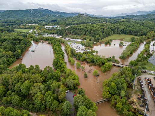 Flooding from Hurricane Helene in Western North Carolina