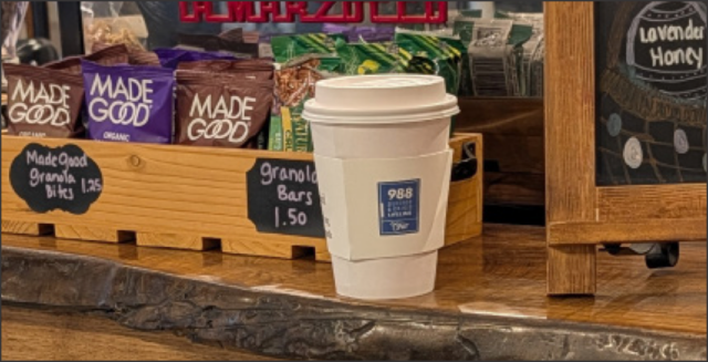 3,000 coffee sleeves and 4,000 coasters featuring information about the 988 Suicide & Crisis Lifeline will be placed in local coffee shops, bars, fraternal and veterans' organizations throughout Portage County in recognition of Mental Health Health Month