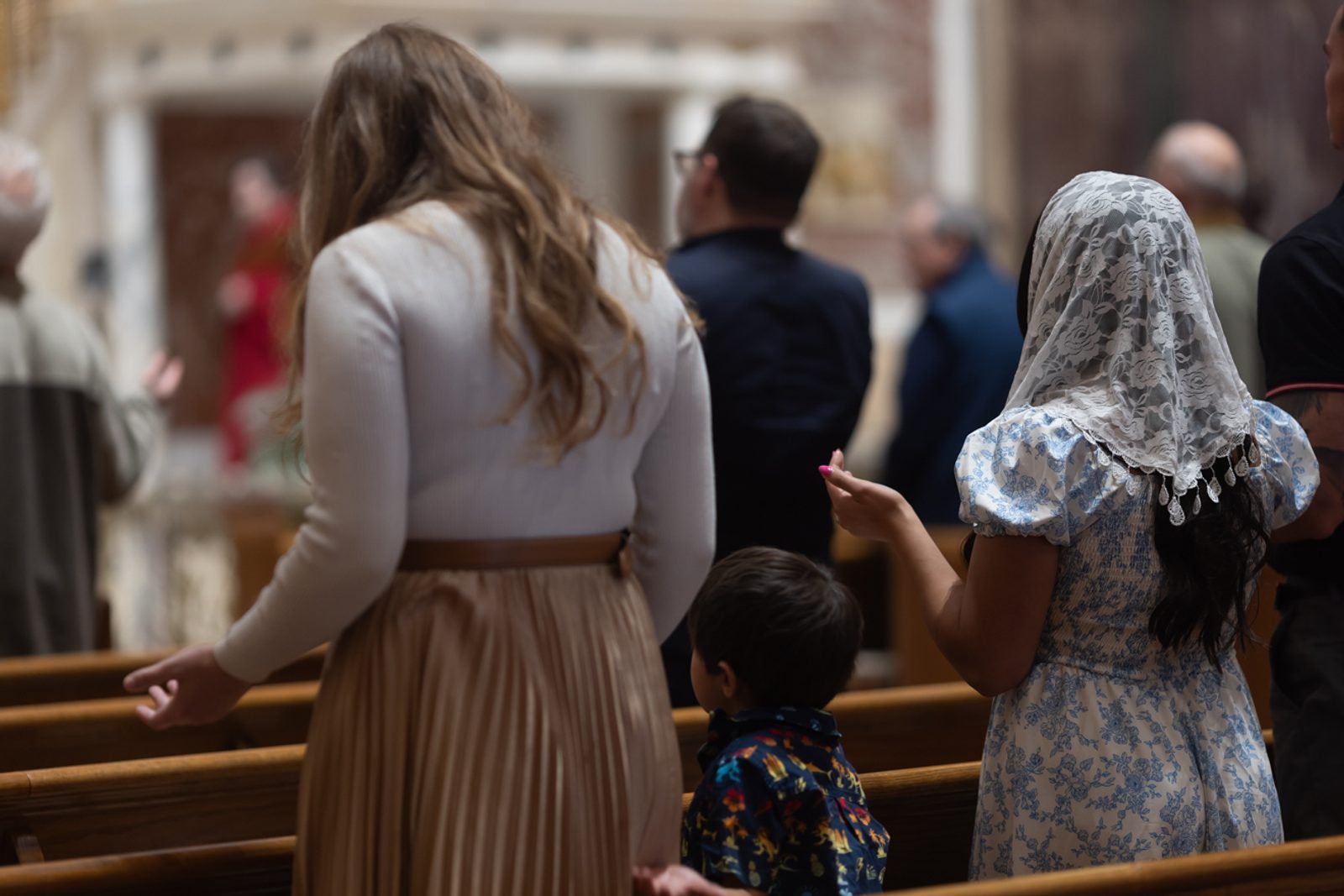 People pray during a May 9 Mass at the Cathedral of St. Matthew the Apostle in Washington that was held to pray for people living with mental health challenges. (Catholic Standard photos by Rachel Lincoln)