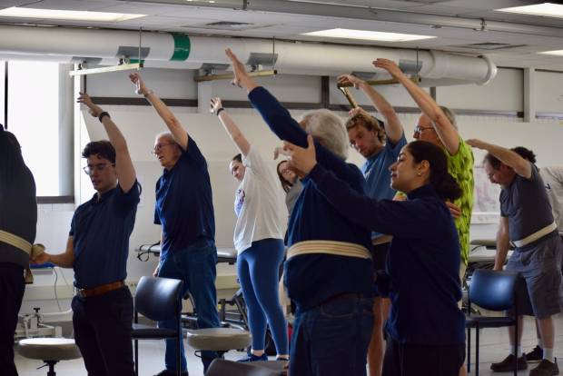 UConn physical therapy professors and students working in the Movement for Life Lab. April 17, 2026. (Bridget Bronsdon)