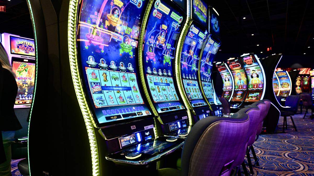 Slot machines are pictured at the Happy Valley Casino on Thursday, April 23, 2026.