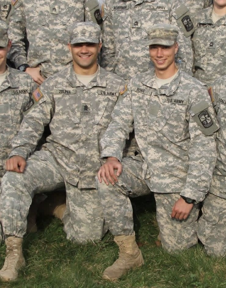 Jose Zolper and Tom Bowe in U.S. Army uniforms 