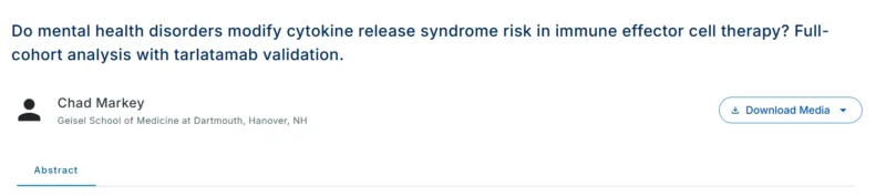 Ivy Riano: Mental Health Disorders and Lower CRS Risk in CAR-T/BiTE Therapy 2 Ivy Riano