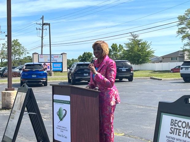 President and CEO of The Link and Option Center Twin Green speaks about a mobile clinic recently purchased to provide free mental health services throughout Chicago's south suburbs and far South Side. (Olivia Stevens/Daily Southtown)