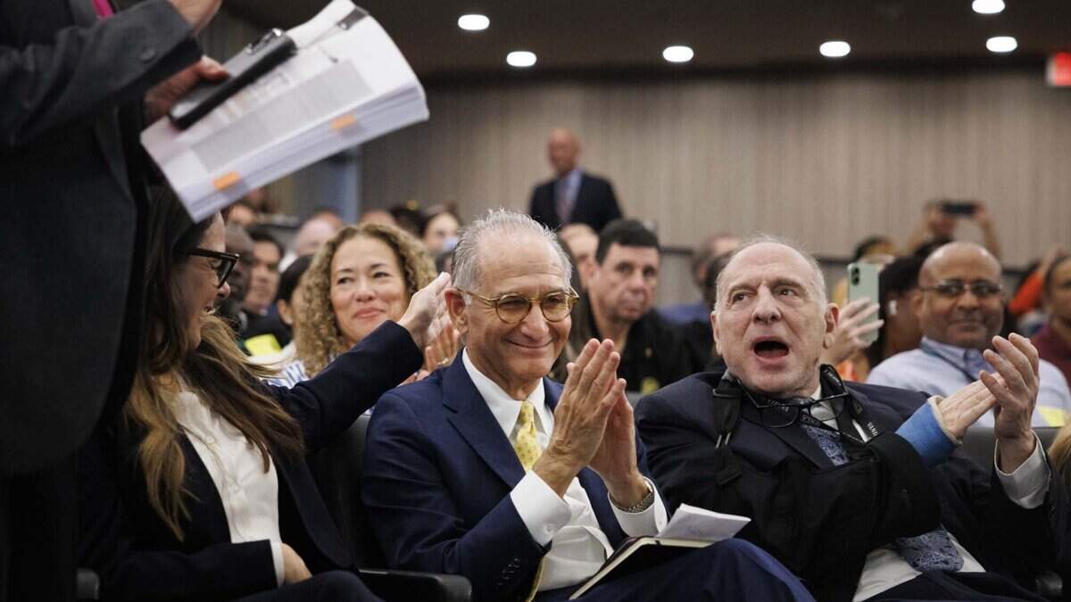 Steve Leifman, a retired judge who championed the opening of a mental health facility, center, receives  recognition for his efforts after the item passes during a county commission meeting on Tuesday, June 16, 2026, at the Stephen P Clark Government Center in downtown Miami, Fla.  The commission voted in favor of opening the Miami Center for Mental Health and Recovery, a treatment facility designed for people with mental illness facing minor criminal charges.
