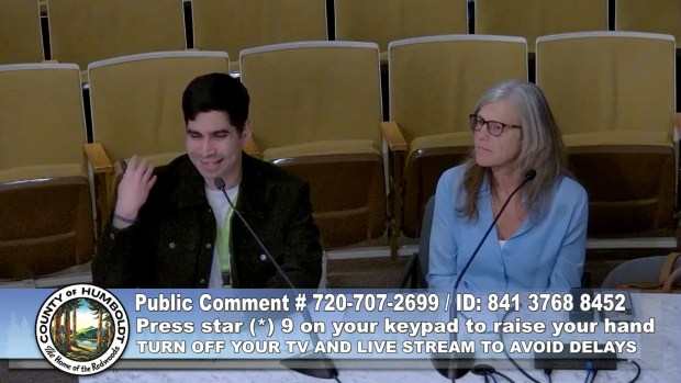 From left, Humboldt County Behavioral Health Services Act (BHSA) Coordinator Oliver Gonzalez and Mental Health Director Emi Botzler-Rodgers presented a "Behavioral Health Services Act (BHSA) Integrated Plan and Budget for Fiscal Years 2026-2029" to county supervisors Tuesday. (Screenshot)