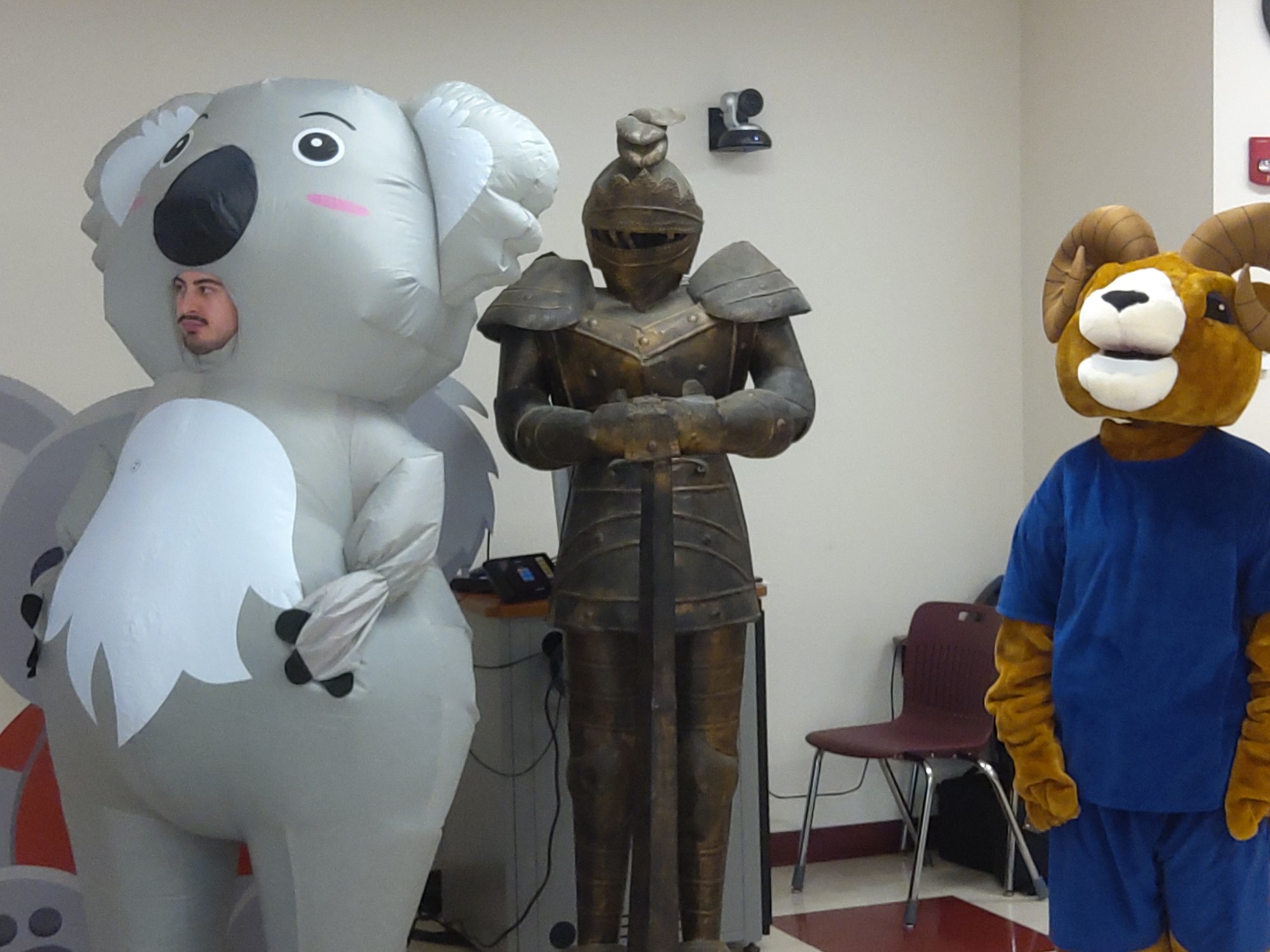 ALGEE the Koala, the Lansingburgh Knight, and the Rensselaer Ram represent the three organizations working together for teen mental health first aid. (Melissa Schuman - MediaNews Group)