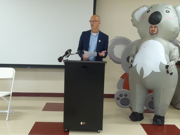 Jan Zadoorian, program director of Project AWARE, speaks about the importance of teen mental health first aid training. (Melissa Schuman - MediaNews Group)