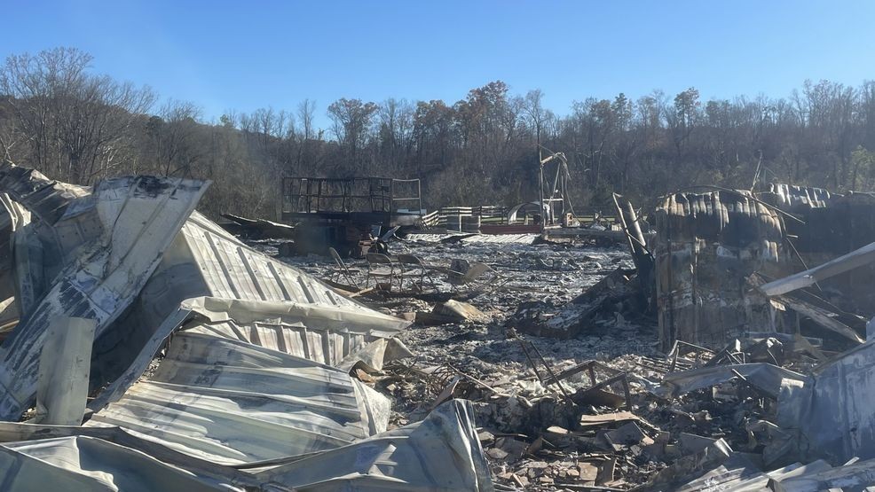 An overnight fire destroyed the barn at the National Center for Healthy Veteran. (Credit: Rachel Branning/WSET)