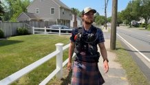Craig Ferguson in a Boston suburb on Thursday, June 11, 2026, as his walk across the country to raise money and awareness for men's mental health was nearly complete.