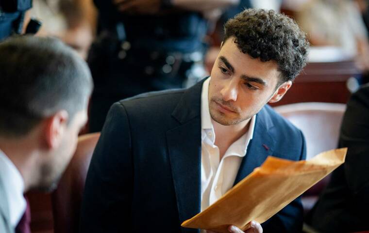 ANGELINA KATSANIS/POOL VIA REUTERS
Luigi Mangione appears for a pre-trial hearing at Manhattan Criminal Court in New York today. Mangione, the man accused of gunning down a health insurance executive in Manhattan, plans to argue at his murder trial that he was undergoing an extreme mental health crisis at the time of the alleged killing, a judge revealed at a hearing today.